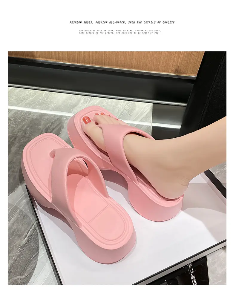 Wedge slippers women's summer slope flip-flops classic Joker style EVA slippers wedge thick bottom factory wholesale — feature 15