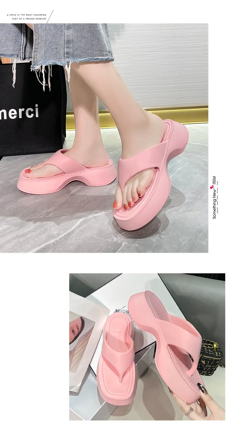 Wedge slippers women's summer slope flip-flops classic Joker style EVA slippers wedge thick bottom factory wholesale — feature 16