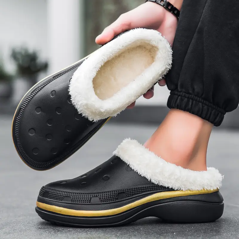 New Style Cotton Slippers Men's Winter Indoor Home Warm Plush Baotou Feeling Household Couple Men's Fur Slippers