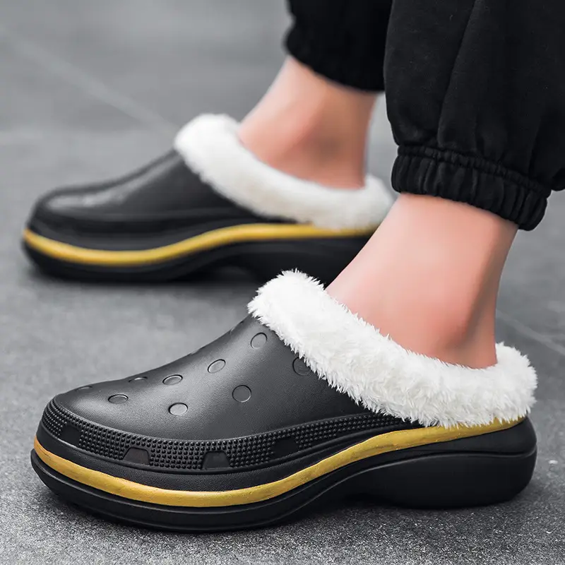 New Style Cotton Slippers Men's Winter Indoor Home Warm Plush Baotou Feeling Household Couple Men's Fur Slippers