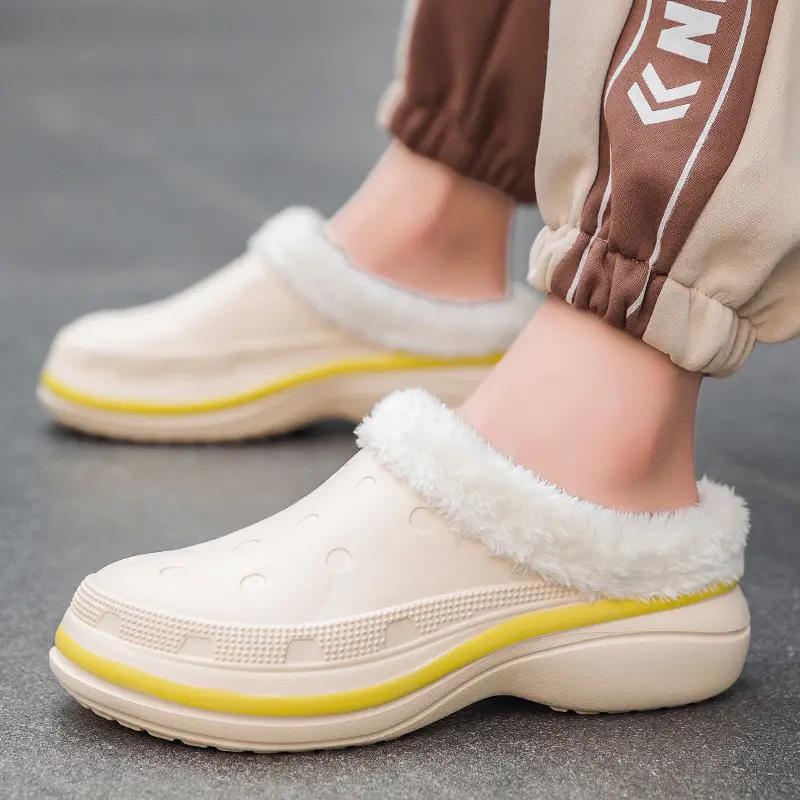 New Style Cotton Slippers Men's Winter Indoor Home Warm Plush Baotou Feeling Household Couple Men's Fur Slippers