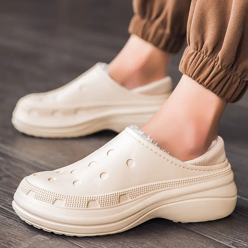 Autumn and Winter New Men's Cotton Slippers Couple's Cave fleece-lined Warm Home Bag with Thick Sole Mao Slippers Cotton Shoes
