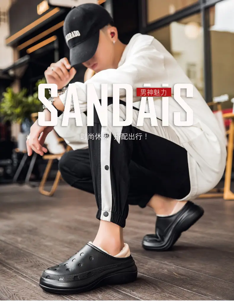 Autumn and Winter New Men's Cotton Slippers Couple's Cave fleece-lined Warm Home Bag with Thick Sole Mao Slippers Cotton Shoes — feature 1