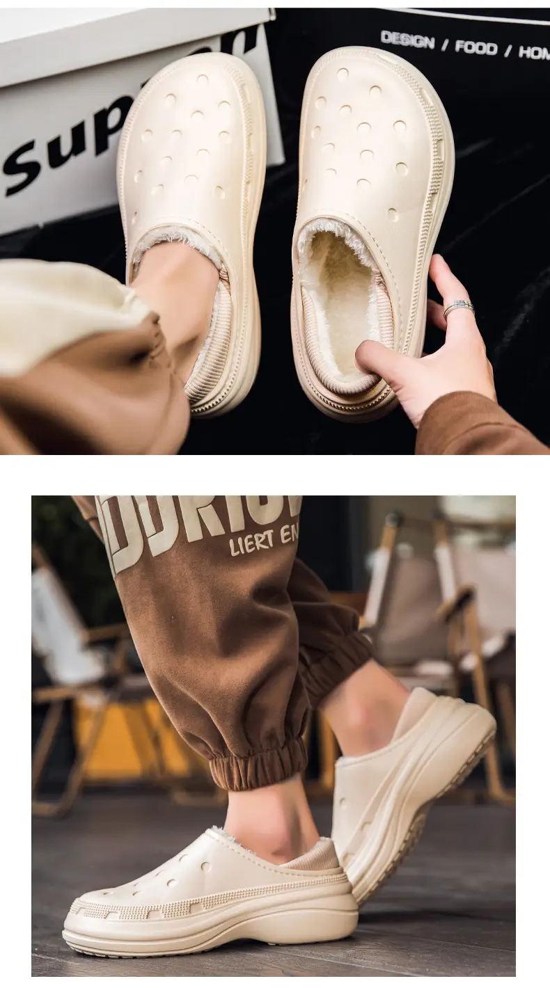 Autumn and Winter New Men's Cotton Slippers Couple's Cave fleece-lined Warm Home Bag with Thick Sole Mao Slippers Cotton Shoes — feature 13
