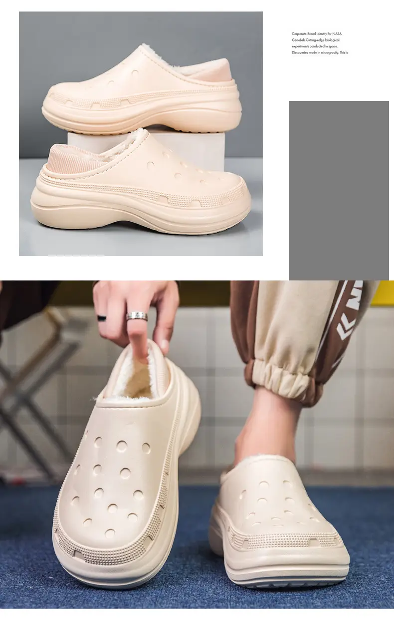 Autumn and Winter New Men's Cotton Slippers Couple's Cave fleece-lined Warm Home Bag with Thick Sole Mao Slippers Cotton Shoes — feature 14