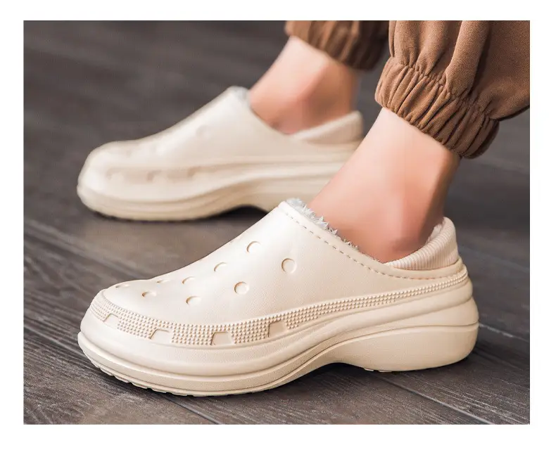 Autumn and Winter New Men's Cotton Slippers Couple's Cave fleece-lined Warm Home Bag with Thick Sole Mao Slippers Cotton Shoes — feature 15