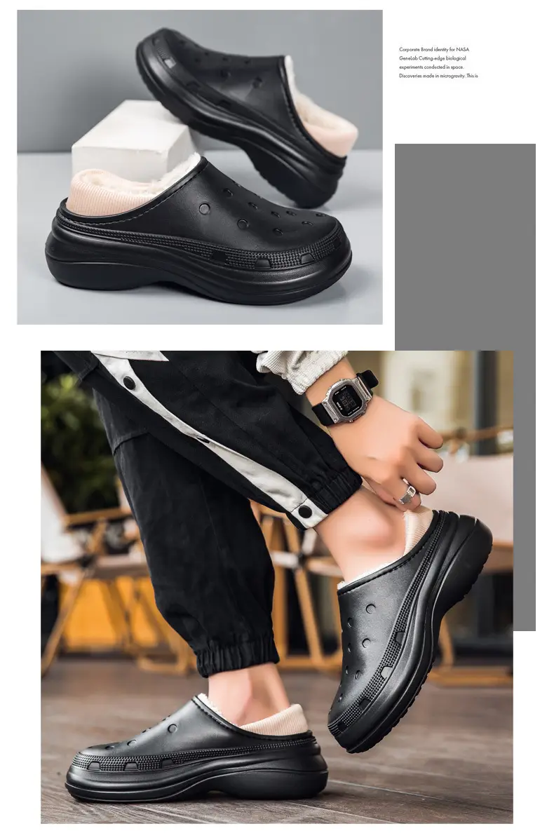 Autumn and Winter New Men's Cotton Slippers Couple's Cave fleece-lined Warm Home Bag with Thick Sole Mao Slippers Cotton Shoes — feature 9