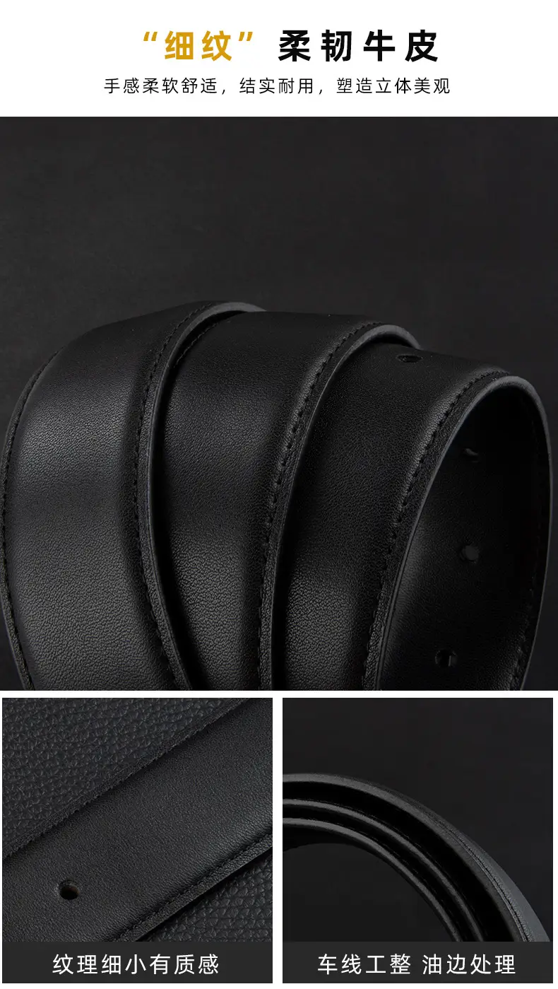 Men's Black Leather Buckle Belt with Silver Plated Hardware — feature 5