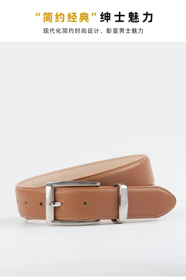 Men's Black Leather Buckle Belt with Silver Plated Hardware — feature 7