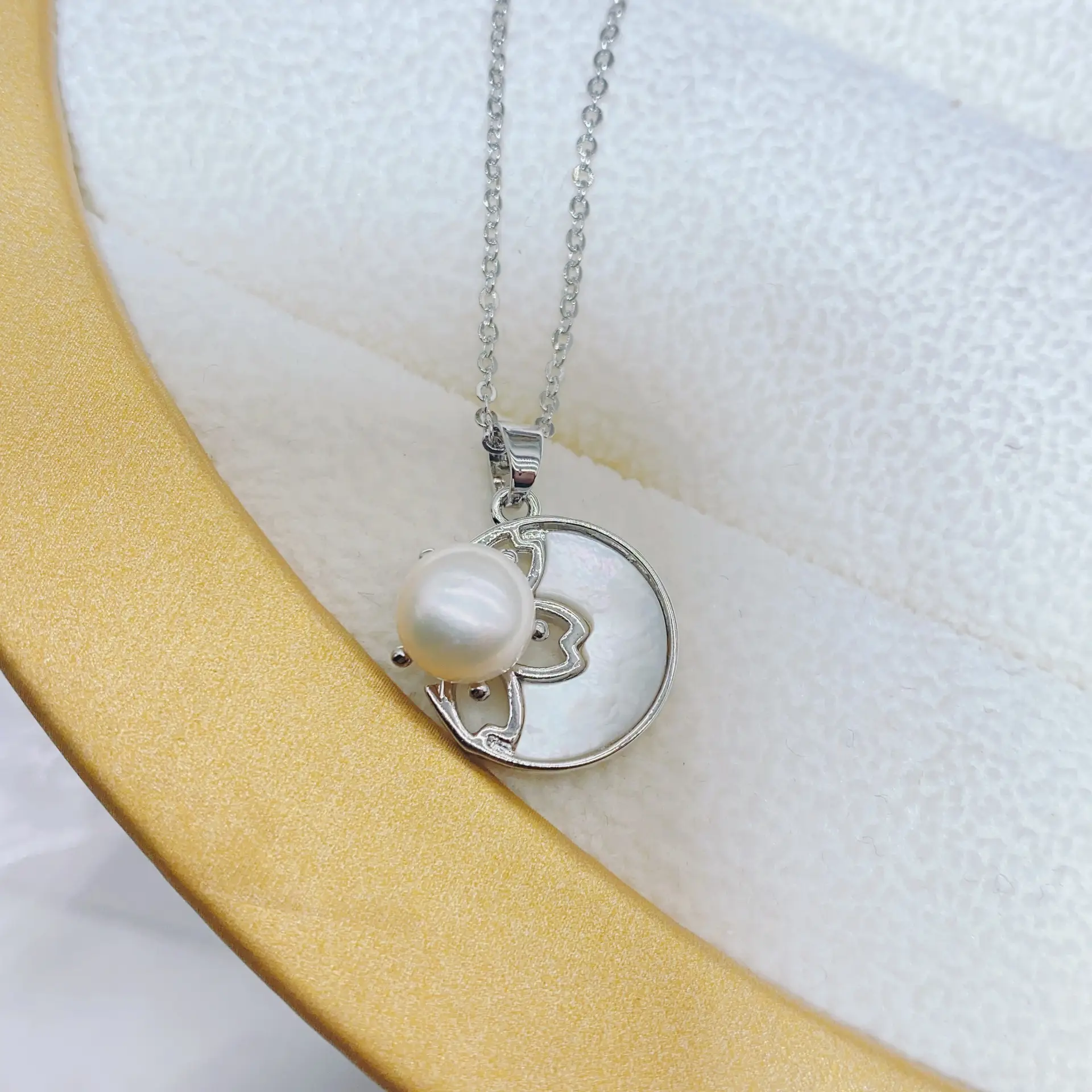 Gold Plated Pearl & Crown Necklace with Chain — feature 12