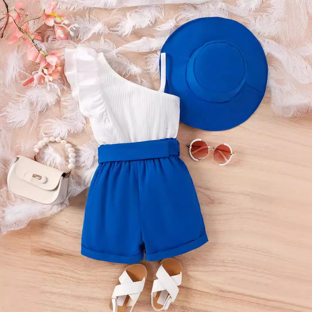Blue Straw Hat Top for Girls Summer Wear - Image 3
