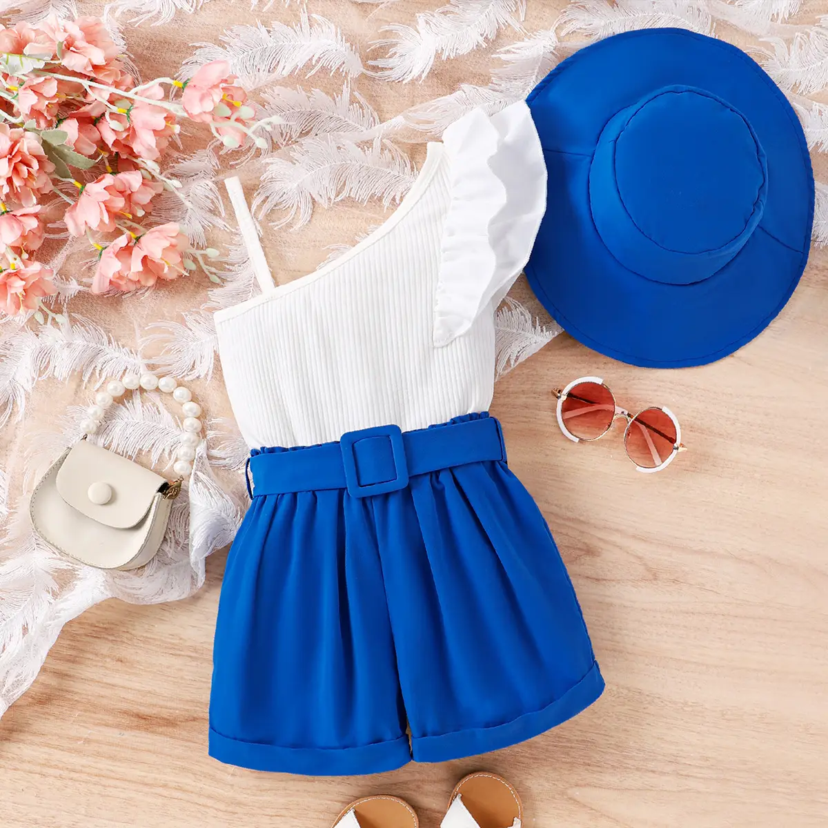 Blue Straw Hat Top for Girls Summer Wear — feature 10