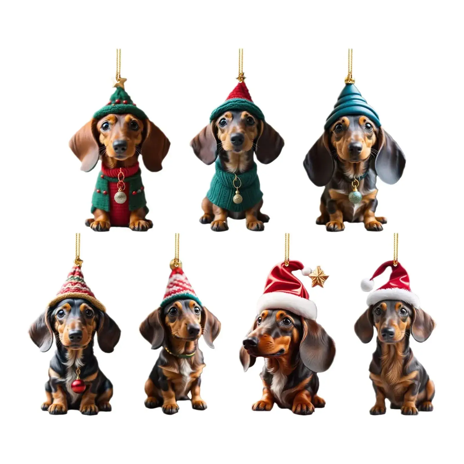 Cross-Country Christmas Dog Sausage Accents Acrylic