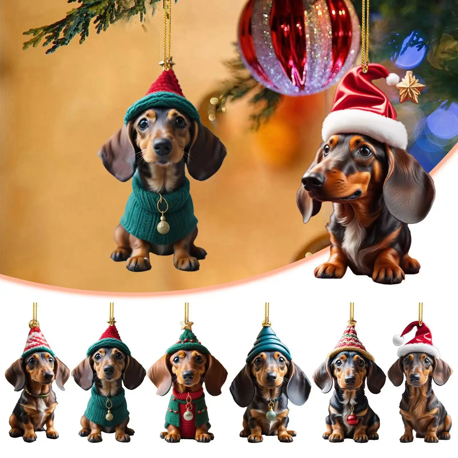 Cross-Country Christmas Dog Sausage Accents Acrylic — feature 11