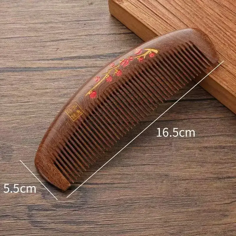 Wooden Hair Comb with Engraving for Ladies Gift