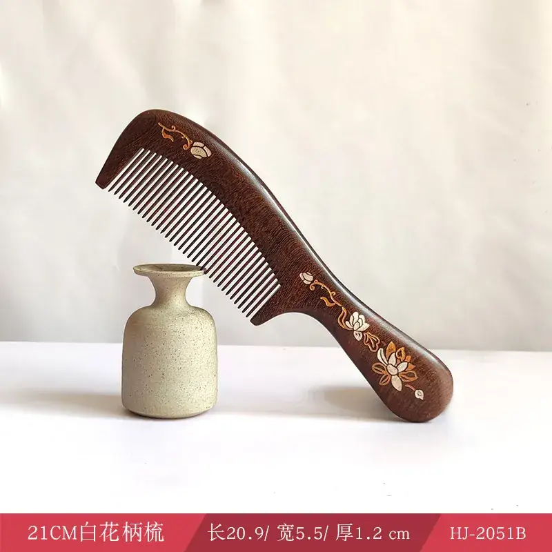 Wooden Hair Comb with Engraving for Ladies Gift