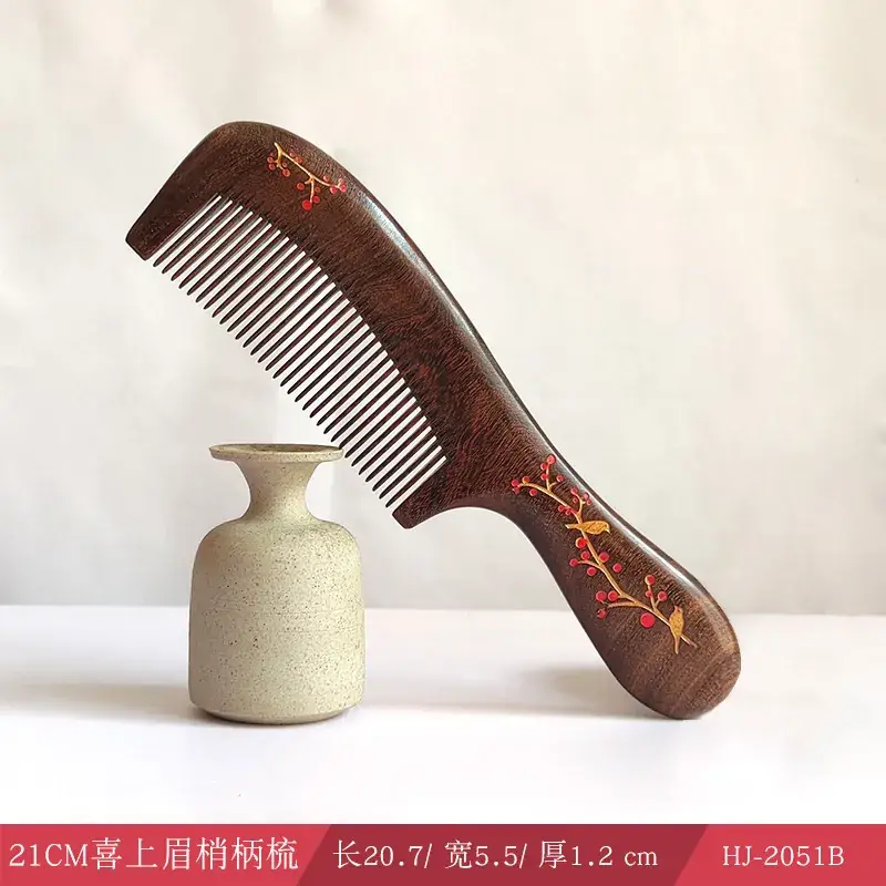 Wooden Hair Comb with Engraving for Ladies Gift