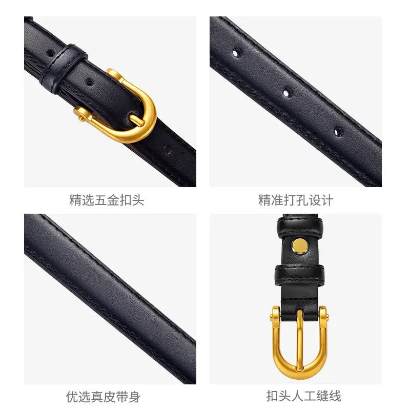 Korean Style Women's Leather Belt with Gold Buckle - Image 8