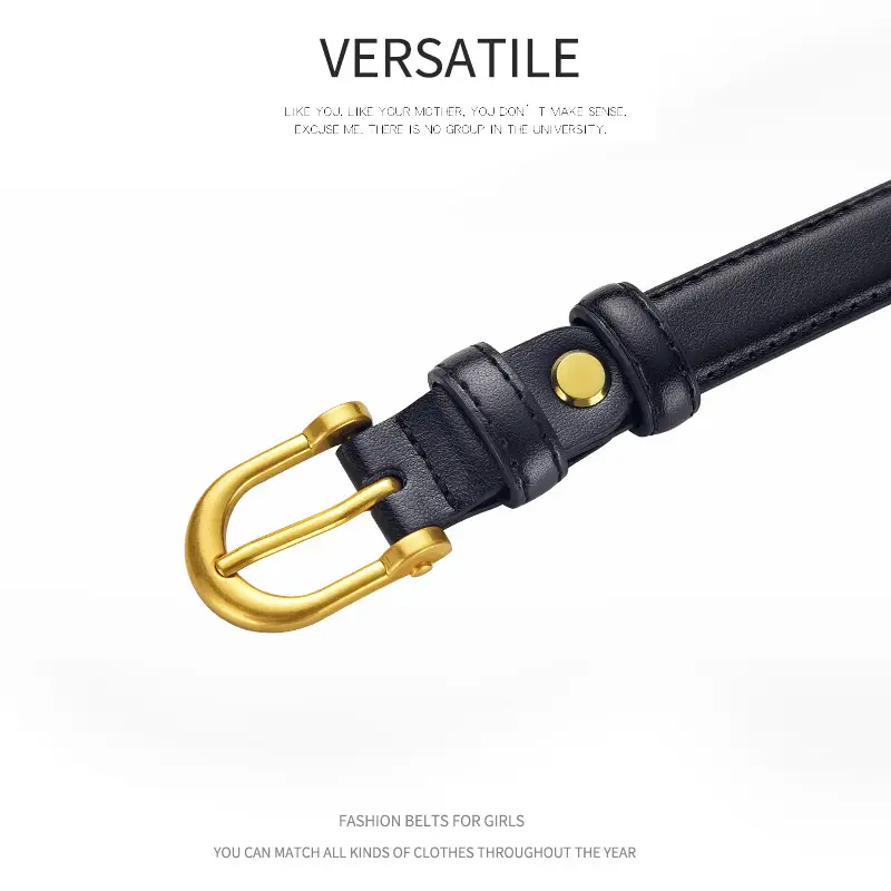 Korean Style Women's Leather Belt with Gold Buckle - Image 9