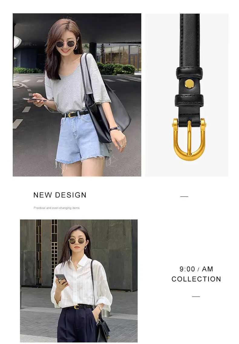 Korean Style Women's Leather Belt with Gold Buckle โ feature 12