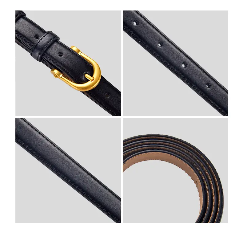 Korean Style Women's Leather Belt with Gold Buckle โ feature 4