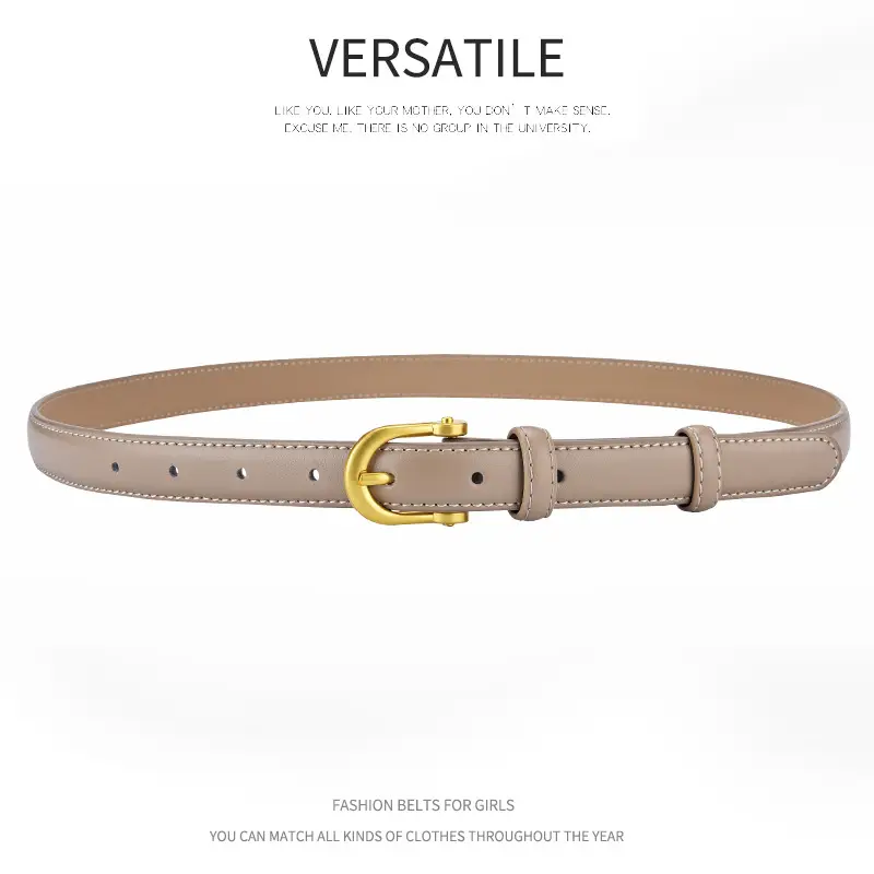 Korean Style Women's Leather Belt with Gold Buckle - Image 3