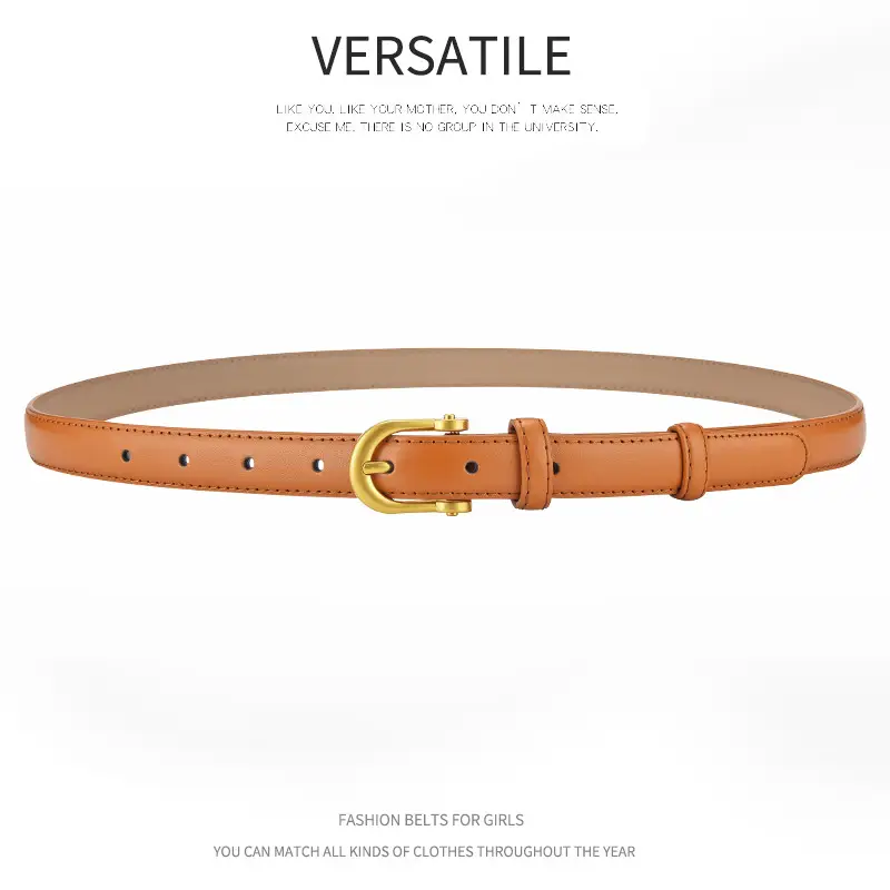 Korean Style Women's Leather Belt with Gold Buckle - Image 4