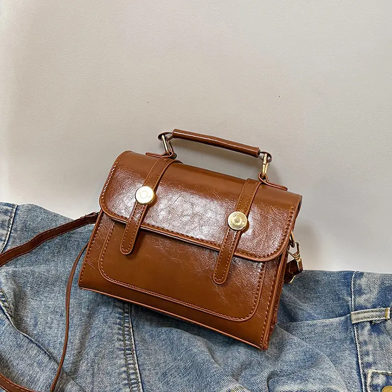 Women Shoulder Messenger Bag Brown Leather Winter 2023 - Image 4