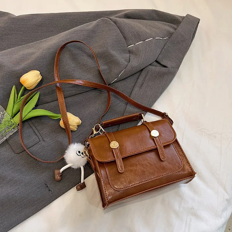Women Shoulder Messenger Bag Brown Leather Winter 2023 - Image 8