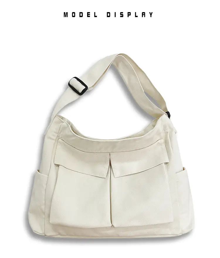 Ins Canvas Crossbody Bag for Men Women Large Capacity Tan — feature 28
