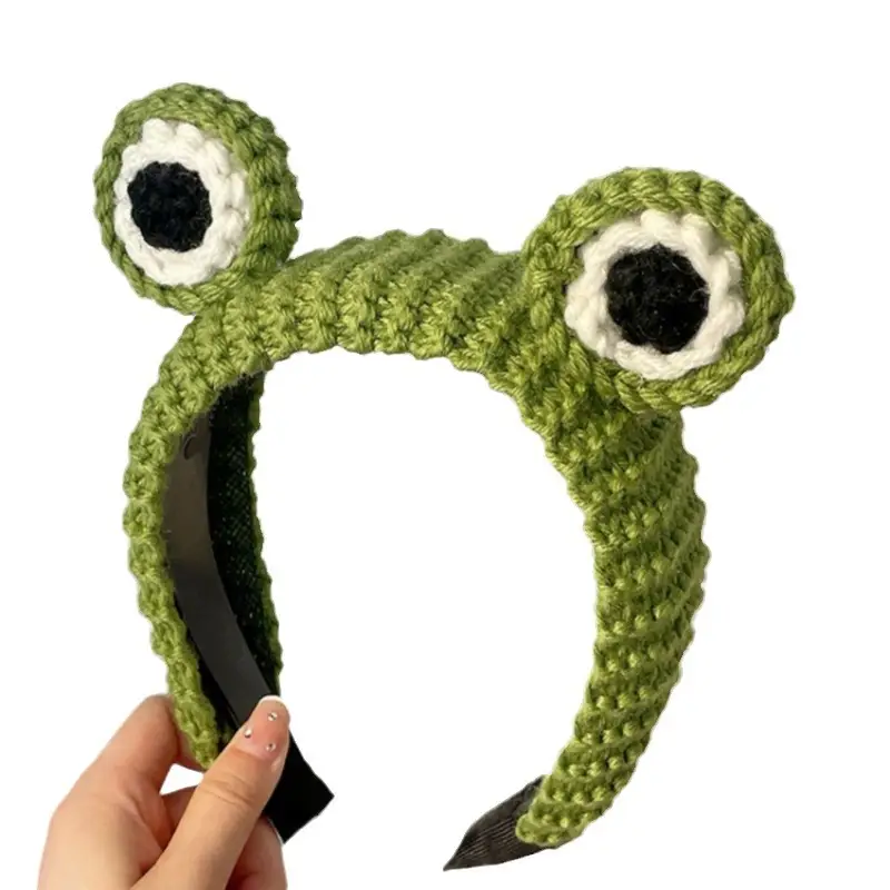 Frog Headband with Big Eyes Wool Knitted Design - Image 9
