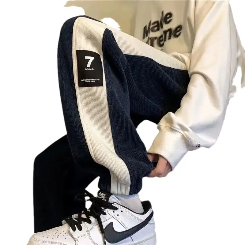Men Velvet Leggings Sweatpants 2024 Winter Black White - Image 5