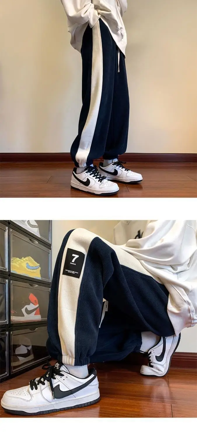 Men Velvet Leggings Sweatpants 2024 Winter Black White — feature 13