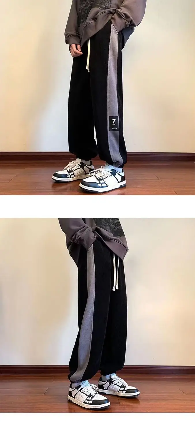 Men Velvet Leggings Sweatpants 2024 Winter Black White — feature 8