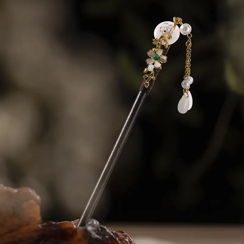 Antique Hairpin Tassel Step Wooden Hairpin Imitation Ebony Headwear Disc Hair Han Clothes Accessories Hair-pulled Ancient Clothes Hair Women - Image 3