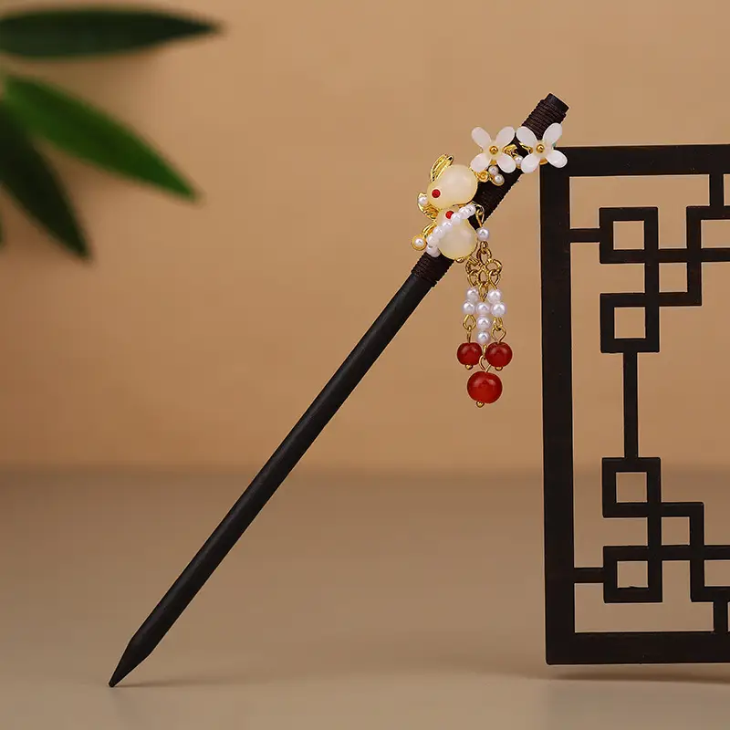 Antique Hairpin Tassel Step Wooden Hairpin Imitation Ebony Headwear Disc Hair Han Clothes Accessories Hair-pulled Ancient Clothes Hair Women - Image 45