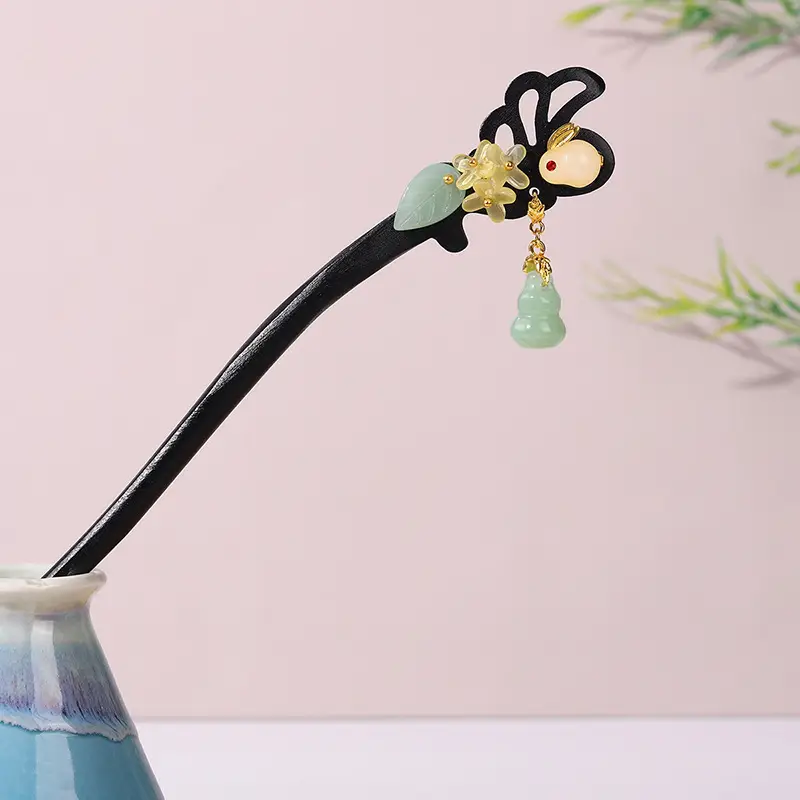 Antique Hairpin Tassel Step Wooden Hairpin Imitation Ebony Headwear Disc Hair Han Clothes Accessories Hair-pulled Ancient Clothes Hair Women - Image 67