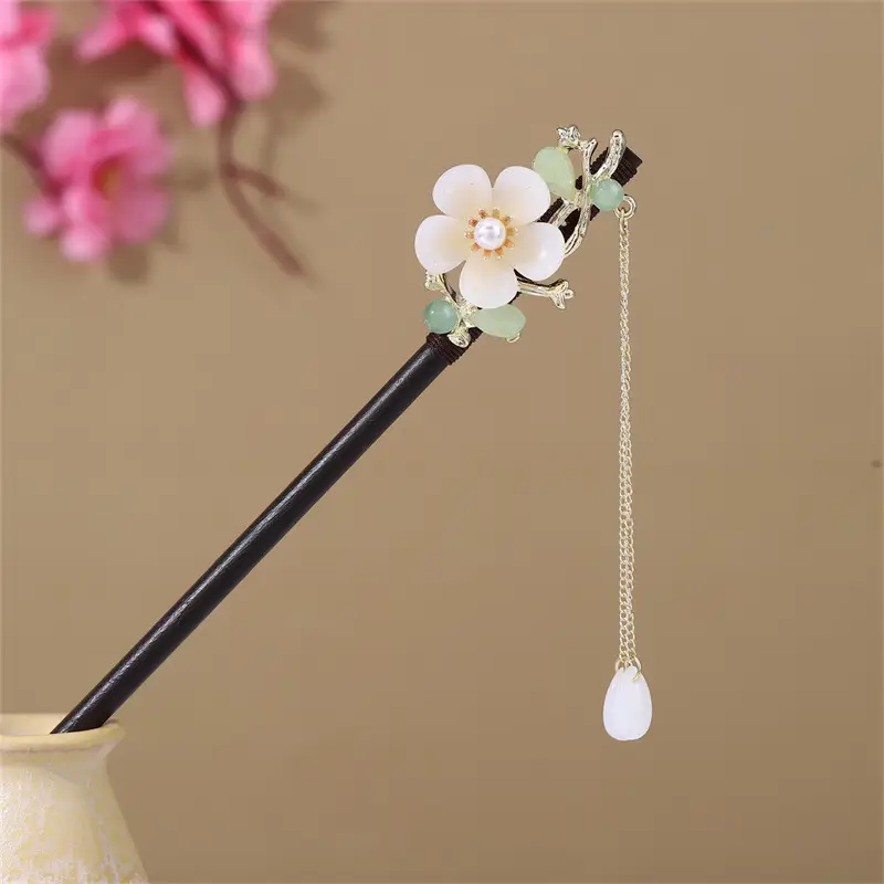 Antique Hairpin Tassel Step Wooden Hairpin Imitation Ebony Headwear Disc Hair Han Clothes Accessories Hair-pulled Ancient Clothes Hair Women - Image 8
