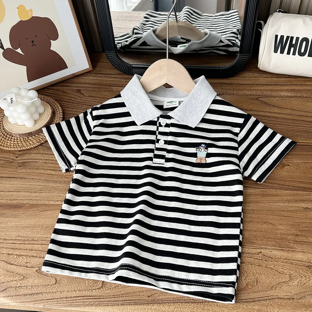 2024 Boys Polo Shirt Grey Stretch Mesh Top - Image 2
