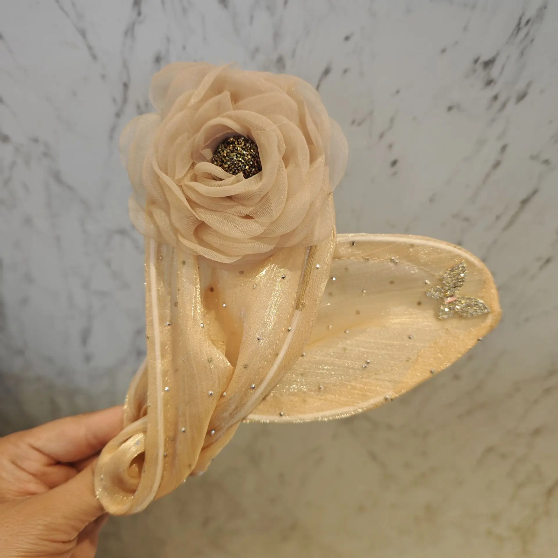 Black Butterfly Hair Styling Tool with Pearl Flower Design