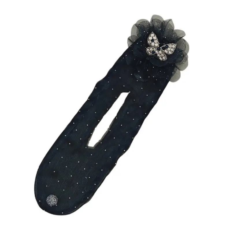 Black Butterfly Hair Styling Tool with Pearl Flower Design