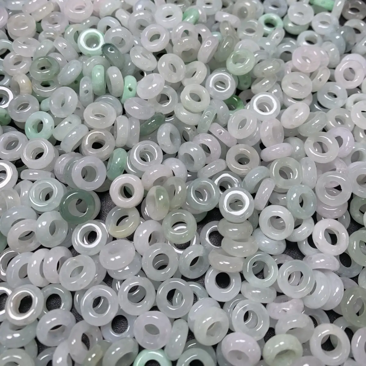 Natural Burmese Jade Rings Ice Three Color Small Straight Hole - Image 4
