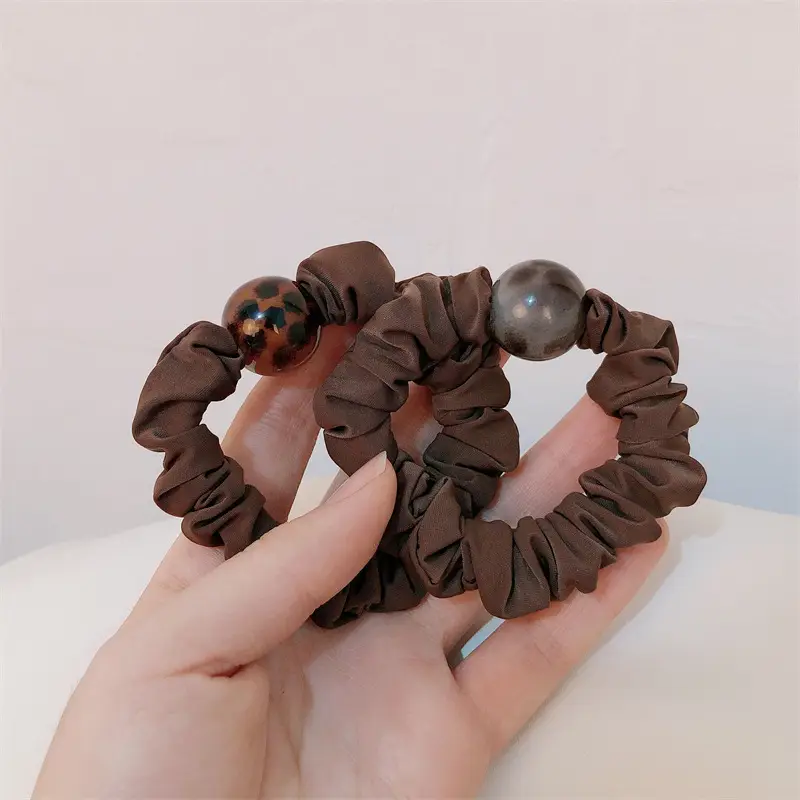 Leopard Ball Hair Bands Black Brown High Elastic Tie — feature 4