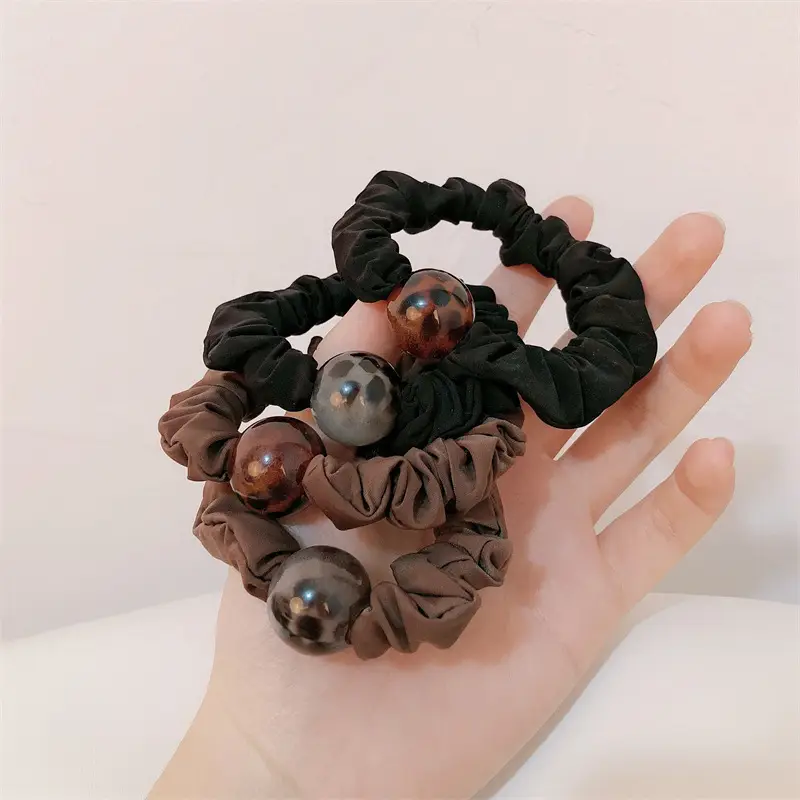 Leopard Ball Hair Bands Black Brown High Elastic Tie — feature 7
