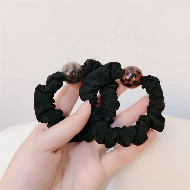 Leopard Ball Hair Bands Black Brown High Elastic Tie — feature 8