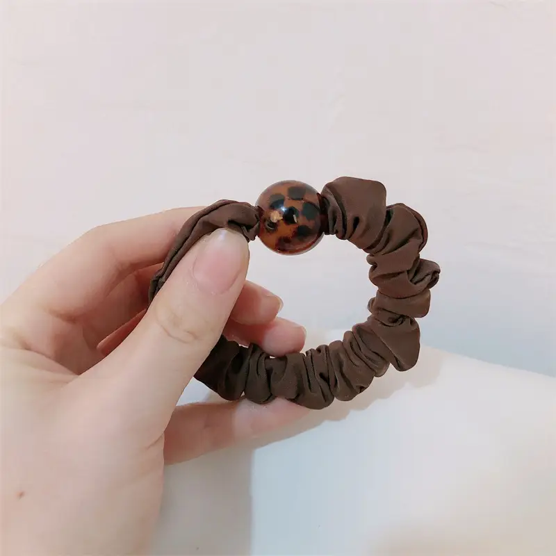Leopard Ball Hair Bands Black Brown High Elastic Tie