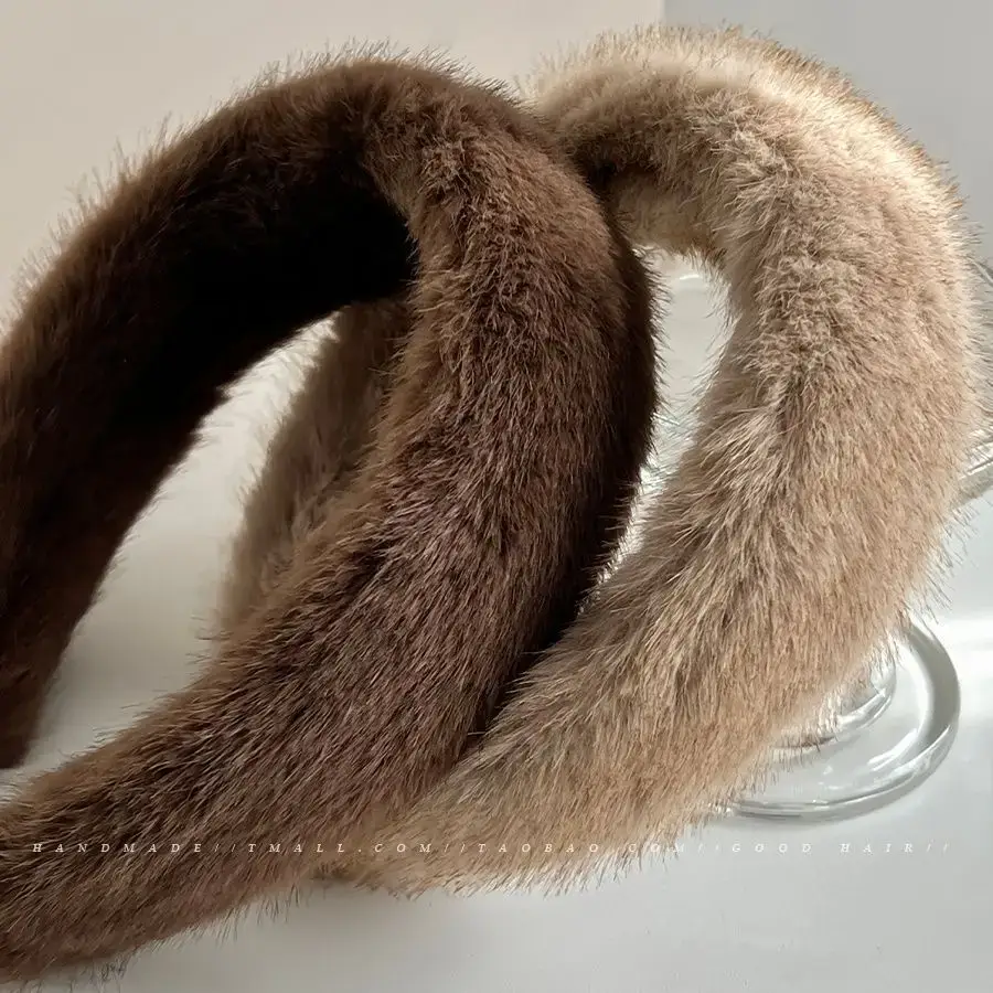 Faux Mink Hair Headband for Women 2023 New