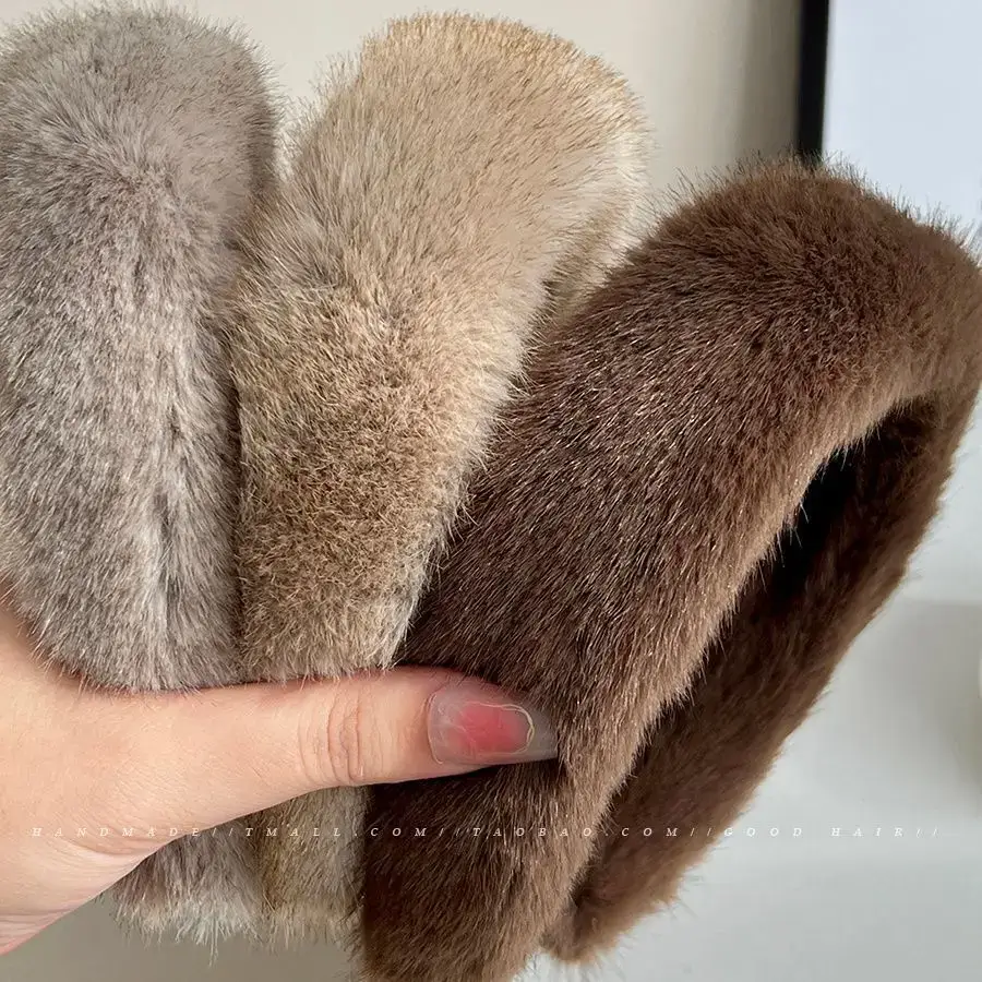Faux Mink Hair Headband for Women 2023 New