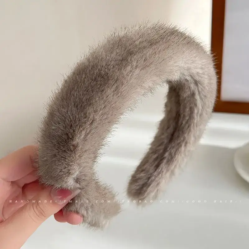 Faux Mink Hair Headband for Women 2023 New