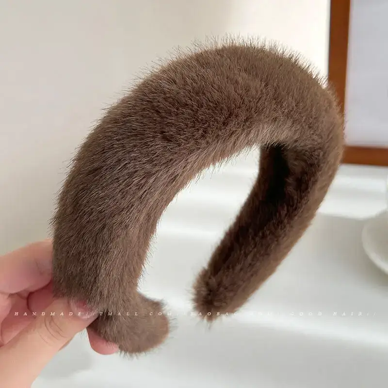 Faux Mink Hair Headband for Women 2023 New